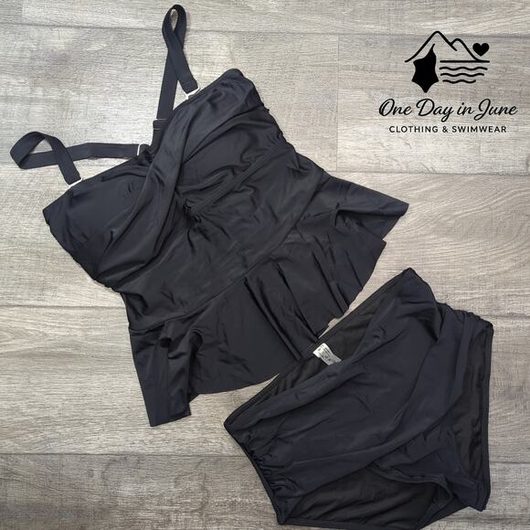 Daci High Waist Cross Front Ruffle Bikini Swimsuit Size 12W - Picture 3 of 6